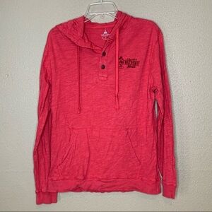 DISNEY PARKS Unisex Adult Embroidered Lightweight Hoodie T-shirt Red Size S